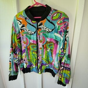 Vintage Ride Bomber Jacket Reversible Colorful Wacky Unisex
